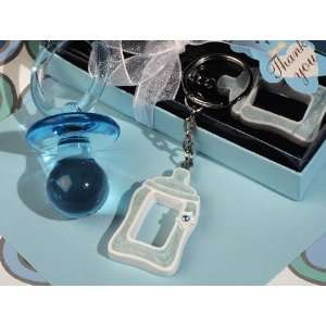  Cute Blue Baby Bottle Keychain Favors: Baby