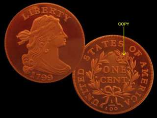 10x 1799 DRAPED BUST LARGE CENT CAMEO PROOF REPLICA  