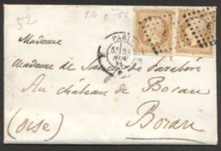 France Internal Cover 1856 With 2 Stamps Not Perfin. Very Nice. L@@K 