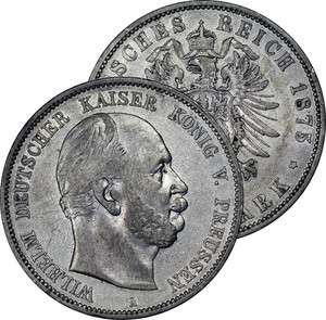 1875 A PRUSSIA GERMAN STATES 5 MARK SILVER COIN RARE  