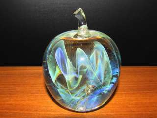1992 Gilbert Johnson Veiled Art Glass Apple Paperweight  