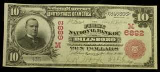 CHOICE AU 1902  RED SEAL  $10 CH.M6882 DILLSBORO, INDIANA NATIONAL ID 