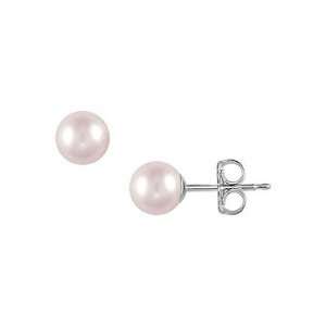  Freshwater Cultured Pearl Stud Earrings  14K White Gold 7 