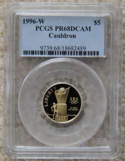 1996W Olympic Cauldron $5 Gold Coin PR 68  