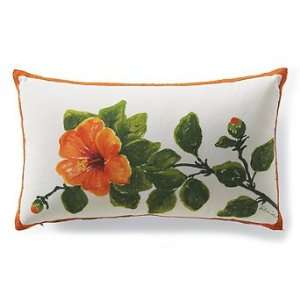  Outdoor Hand painted Hibiscus Outdoor Lumbar Pillow 