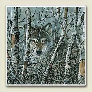   Wolf in Trees Wildlife Absorbastone Six Inch Trivet: Kitchen & Dining