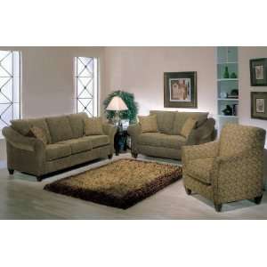  2pc Sofa Loveseat Set with Rolled Arms Design in Sage 