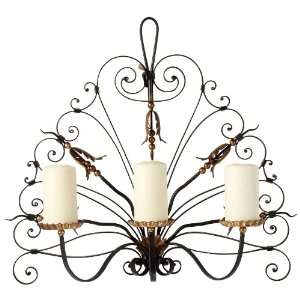   Italian Scroll Wrought Iron Black Gold 3 Candle Sconce: Home & Kitchen