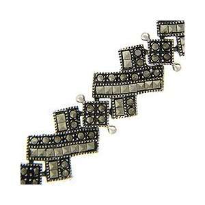  Sterling Silver Marcasite X Design Bracelet: Jewelry