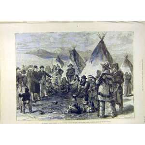  North American Indians Reserve Camp Old Print 1890: Home 