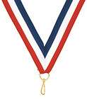 LOT OF 10 Award Neck Ribbon 7/8 x 32 Red, White, Blue with Snap Clip