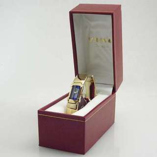 YEMA Womens Gold Tone Blue Dial Bangle Bracelet Watch NIB  