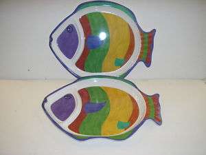 FISH PLATES (2) MELAMINE COLORFUL  