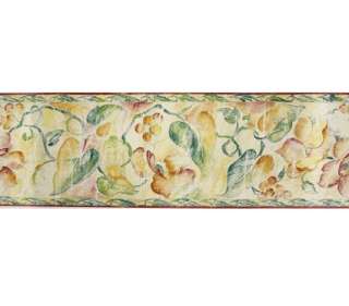 Orange Yellow Green Floral Wallpaper Border Pasted NEW!  
