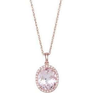 Wow! Huge Morganite Pendant with 28 Round Diamond Accents   Rose Gold 