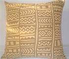 set of 4 African pillow covers, shams, gold taupe, mud cloth design 