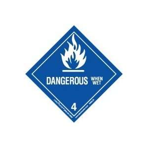  Dangerous When Wet Label, Worded, Vinyl, Roll of 500 