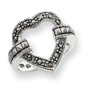  Sterling Silver Marcasite Heart Ring Jewelry