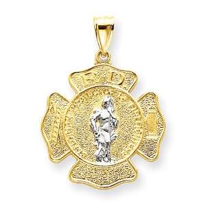  Large 14k Gold St. Florian Badge Necklace Pendant Jewelry