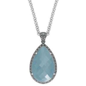  MARC Pear Blue Jade and Marcasite Pendant Jewelry