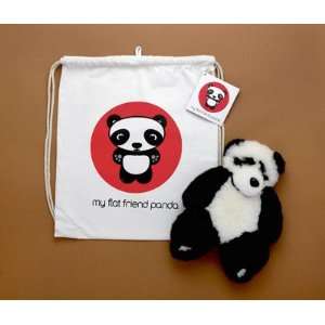    Flat Friends Panda Bear with Cotton Drawstring Bag: Toys & Games