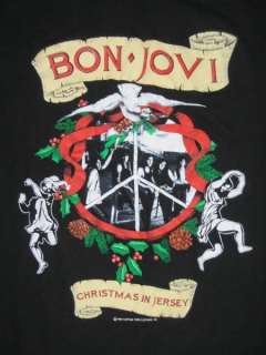 Vtg BON JOVI 1990 CHRISTMAS IN NEW JERSEY TOUR T SHIRT  