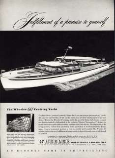 WHEELER CRUSING YACHT AD   1946   Shows 60 foot Yacht   BOAT  
