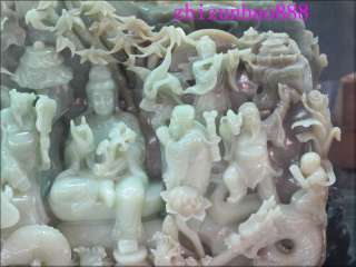 unique Jade carved dragon 8 Immortals & South China Sea kwan yin 