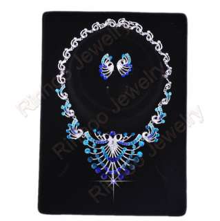 blue #2207 Czech rhinestone necklace earring 1set  
