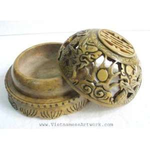 Stone and Wooden Boxes   5 x 3 Two Dragons/Incense Box 
