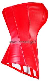Fire Red Genuine Leather Corset Super Sexy Bustier XL  