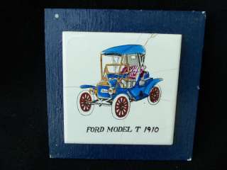 Vintage 1910 Ford Model T Car Tile Plaque!! JAPAN!  