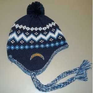   Chargers Womens Braided Tassel Knit Beanie Hat: Sports & Outdoors