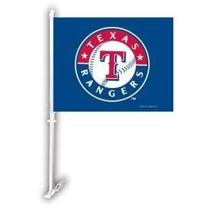   Rangers MLB Car Flag With Wall Brackett 