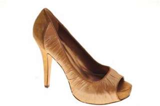 Vince Camuto Peep Toe Womens Platform High Heels Brown Medium Metallic 