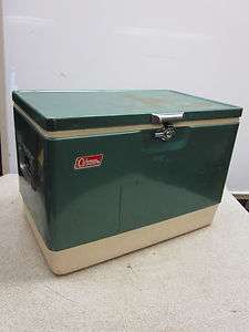 Vintage Green Coleman Metal Cooler/Chest 22.5x16x13.5d  
