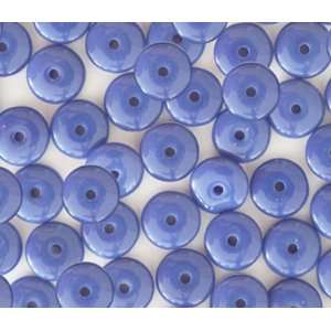  Medium Blue Opaque Czech Glass Rondelle Wafer Disc Beads 
