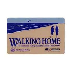   Card Walking Home Community Walk On Beach (1995) Seamens Bank PROOF