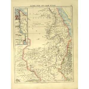  1918 Map Suez Canal Egypt Nile Sudan Abyssinia Red Sea 