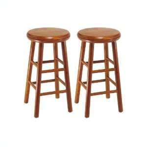  Winsome Set of 2 Cherry 24 Backless Swivel Stools 