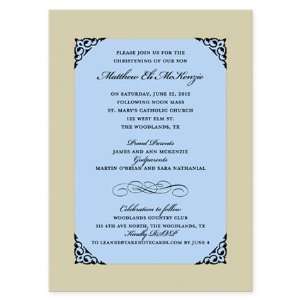   Corners Blue Baptism Invitation Invitations