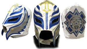 WWE Rey Mysterio ADULT Pro Mask   White & Blue, Misterio Jr. Wrestling 