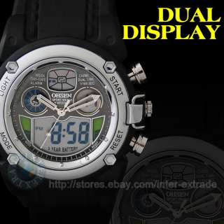 Dual Core Men LCD Display Sport Wrist Alarm Stop Watch  
