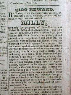 1829 CHARLES TOWN West Virginia newspaper JEFFERSON COUNTY Original 