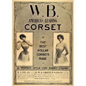 1900 Ad W. B. Corsets Victorian Fashion Undergarments   Original Print 