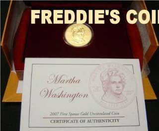 2007 W MARTHA WASHINGTON FIRST SPOUSE $10 GOLD UNC *  
