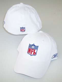 NFL Shield Logo Hat Cap Flex Fit Structured Authentic & NEW White 