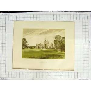   : 1880 COLOUR PLATE VIEW MORETON HALL ACKERS CHESHIRE: Home & Kitchen