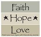 Primitive STENCILS Faith Hope Love Stars Family Home Country craft 