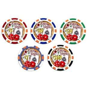  Royal Flush Dice Clay Poker Chip Sample Set   5 New Chips 